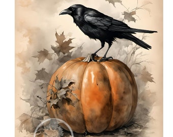 A4 Raven Pumpkin Decoupage Rice Paper, DC440