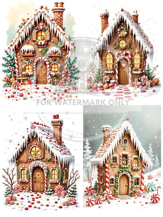 A4 Gingerbread Lane Quad Decoupage Rice Paper, DC807