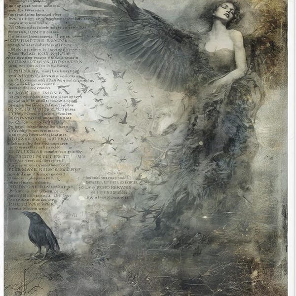 ITD A4 R2736 She Who Takes Flight Rice Paper for decoupage
