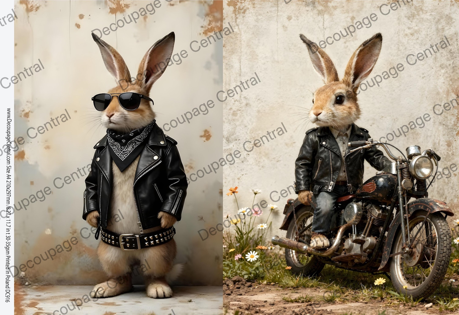 A4 Rebel Bunny Rider Duo Rice Paper DC916 - Etsy