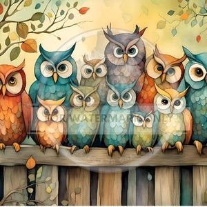 A4 Crazy Owls on the Fence DC587
