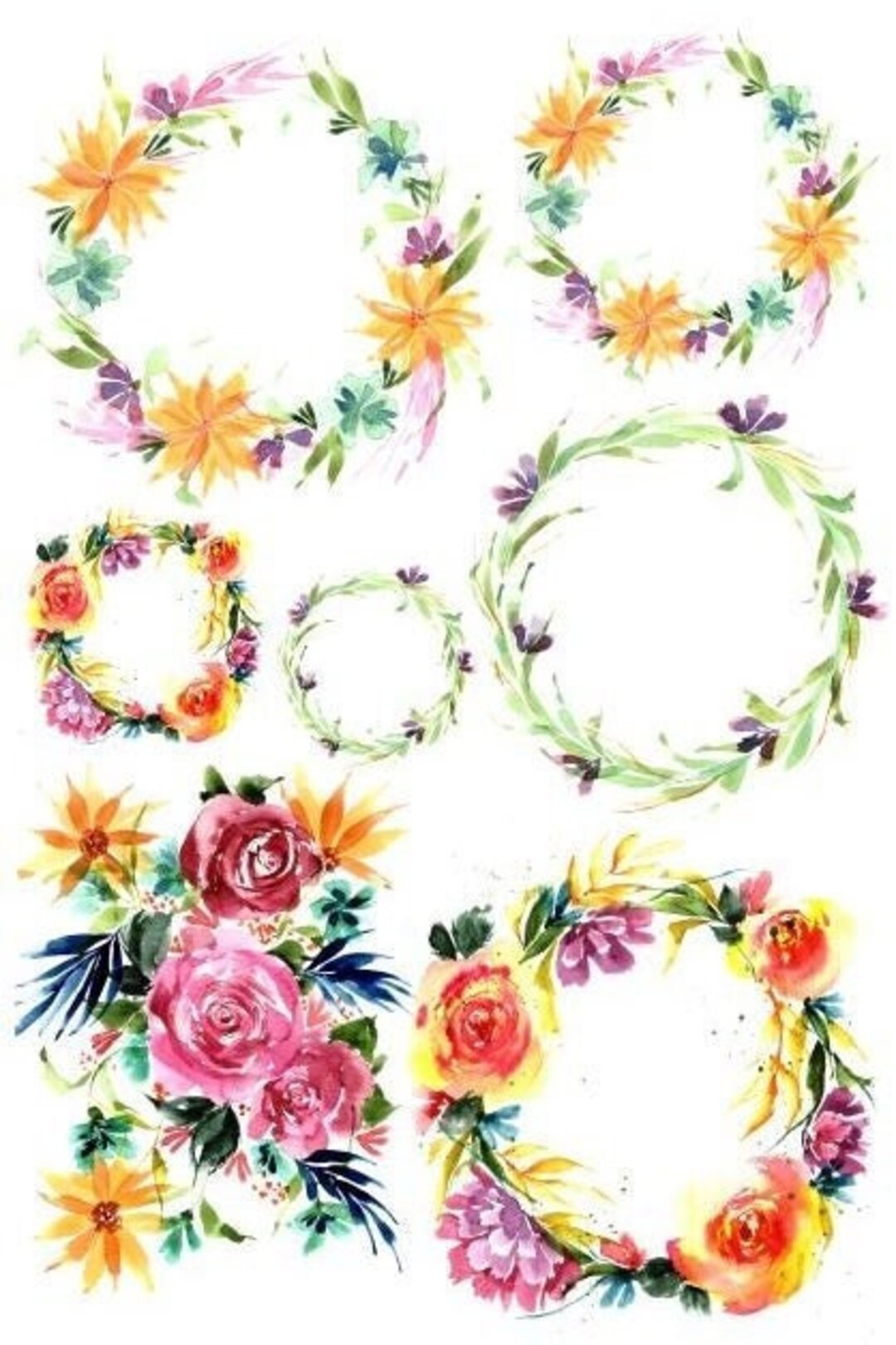 Spring Floral Decoupage Paper, Roycycled by Lexi Grenzer, Floral Wreath ...