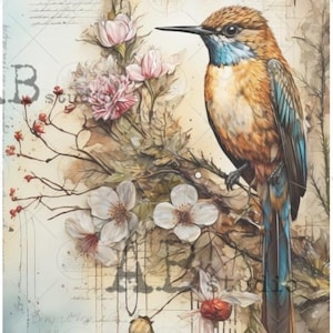 A4  Hummingbird Bird  Carte Italiano Rice Paper 92