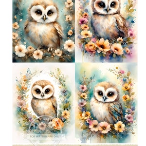 A4 Owlie Quad Decoupage Rice Paper, DC413
