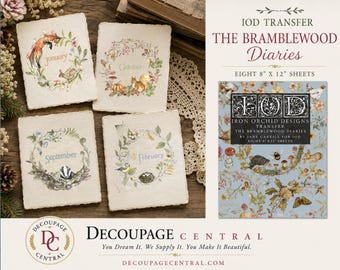 IOD Bramblewood Diaries Rub On Transfer, 8 pages, 8 x 12 book
