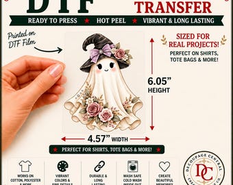 Boo in Bloom DTF Iron-On Transfer 4.57" x 6.05"