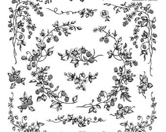 IOD Stamp Brambles & Berries | Springtime Vine Stamp for Handmade Cards Journals Small Decor Projects