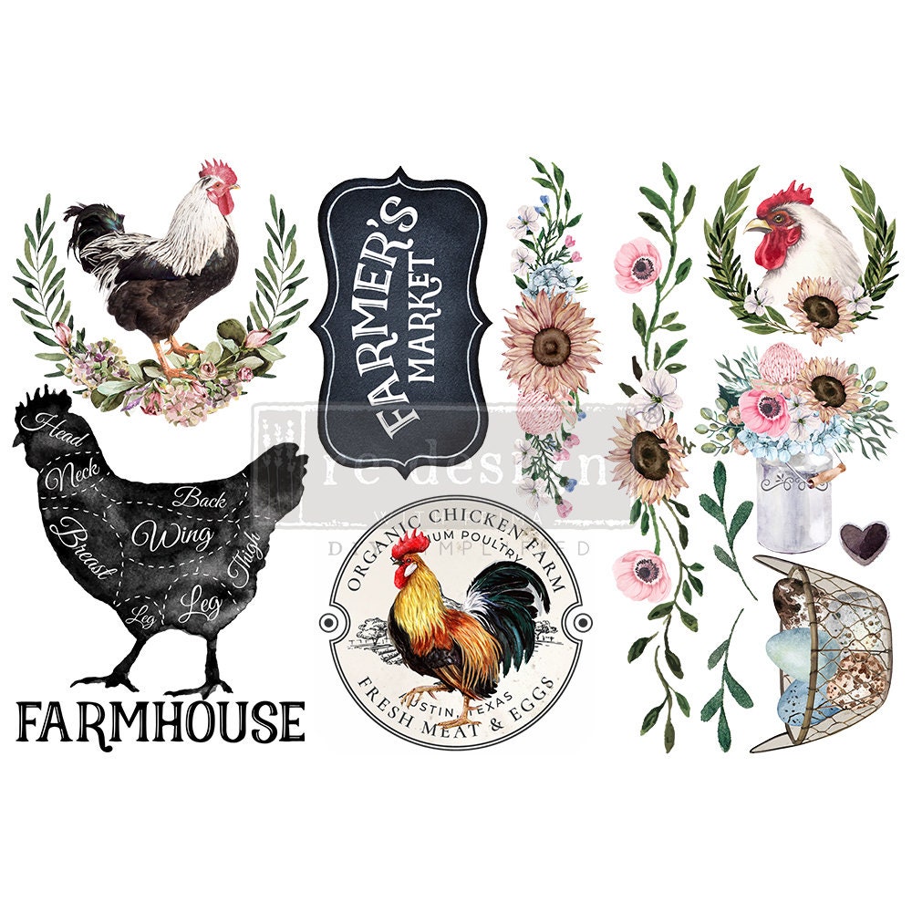 New! Rub On Transfers MORNING FARMHOUSE from ReDesign with Prima.  De…