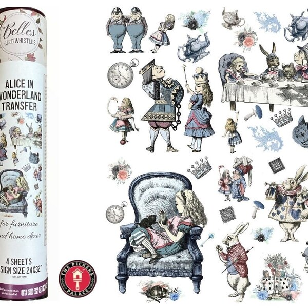 ALICE IN WONDERLAND Dixie Belle transfer, Alice Transfer, DIxie Belle Transfer, Free shipping, 4 sheets