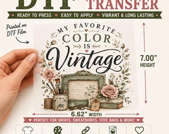 My Favorite Color is Vintage DTF Iron-On Transfer 6.62"x 7"