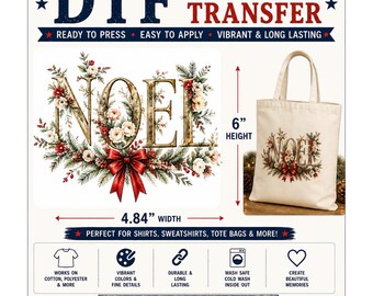 NOEL in Bloom  DTF Iron-On Transfer 6" × 4.84"
