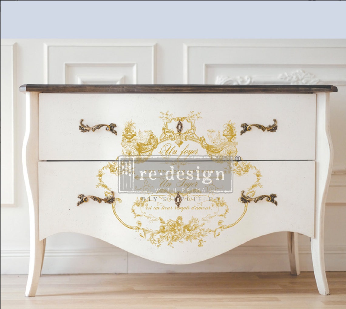 LOVELY SCRIPT Gold Rub on Furniture transfers from Prima Etsy