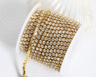 Gilded Crystal Rhinestone Chain – SS16 Crystal Trim (10 Yard Roll)
