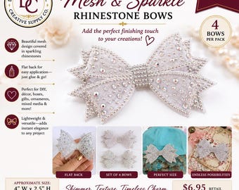 Mesh Sparkle Bow: Set of 4 ,  4" x 2.5"