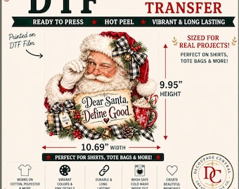 Dear Santa DTF Iron-On Transfer 10.7" x 9.9"
