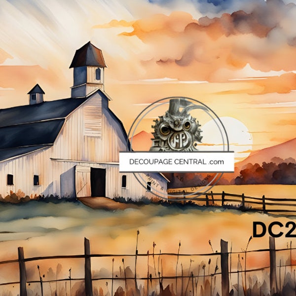 A4 Amish Sunset Decoupage Rice Paper, DC254