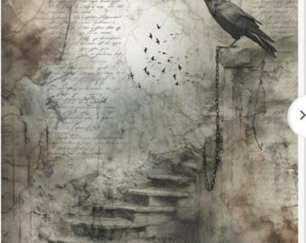 ITD A4 R2732 Where Ravens Wait Rice Paper for decoupage