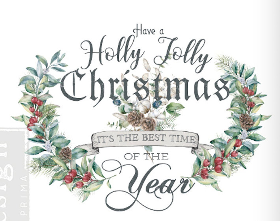 Holly Jolly Christmas Rub on Decor Transfer from Redesign with Etsy