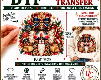 Yuletide Nutcracker Sentinel DTF Iron-On Transfer  10.8" x 10.9"
