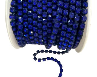 Blue Rhinestone Chain – SS16 Crystal Trim (10 Yard Roll)