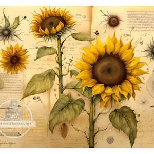 A3 Sunflower Botanical Decoupage Paper DC5011