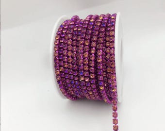 Royal Fuschia Rhinestone Chain – SS12 Crystal Trim (10 Yard Roll)