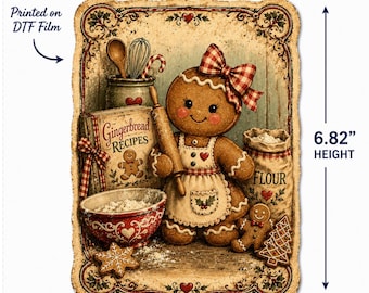 Gingerbread Recipes DTF Iron-On Transfer 5.19"x 6.82"