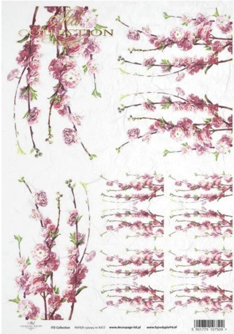 A4 Apple Blossoms for Decoupage and crafts  ITD 0411