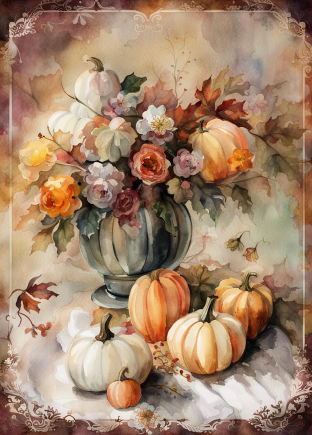 A4 Watercolor Pumpkin,  Rice Paper, DC110
