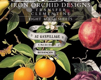 Iron Orchid Design Clementine Rub on Christmas Transfer for crafts, cardmaking , ornaments, and IOD holiday projects.