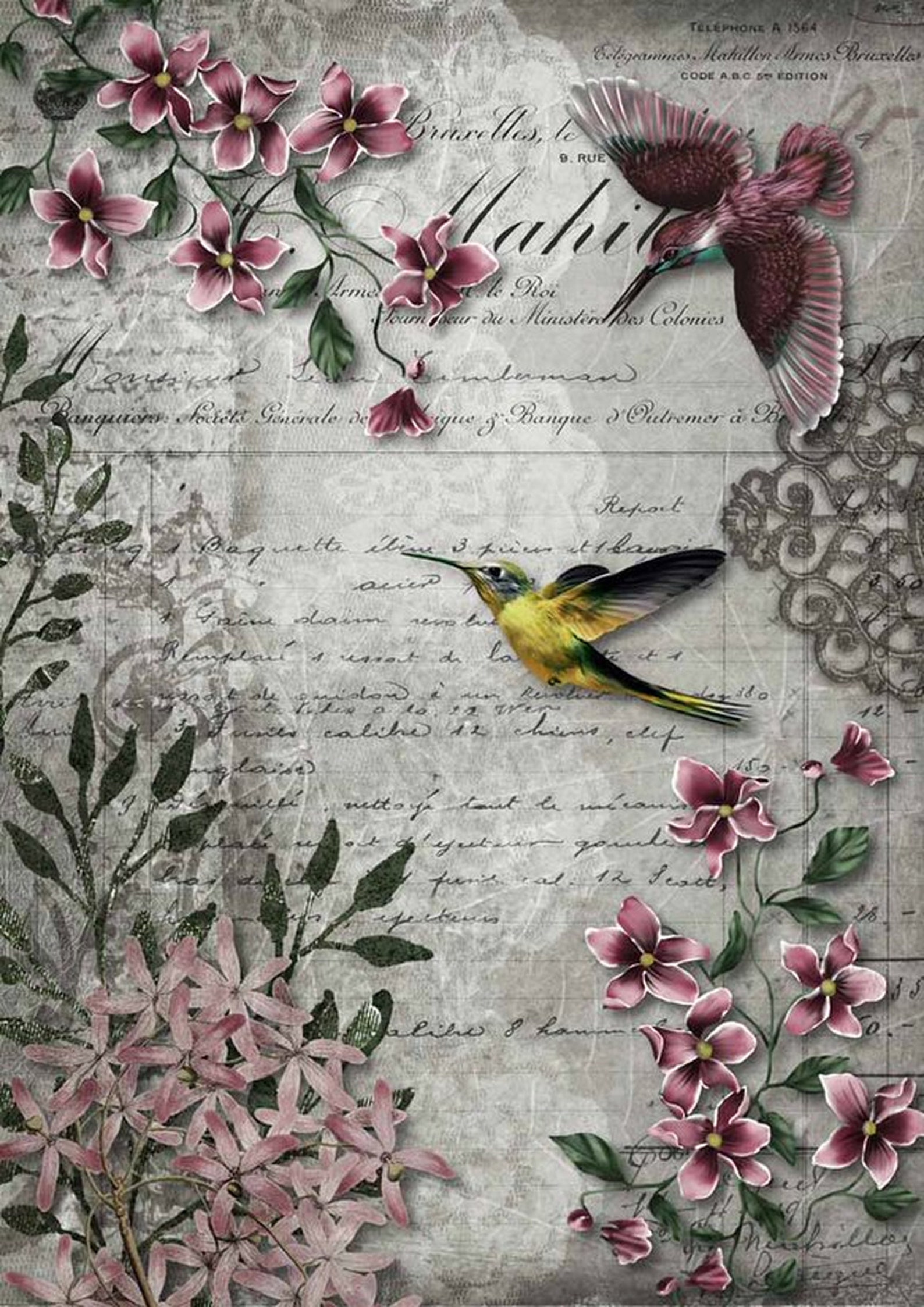 A4 Hummingbird Song Decoupage Paper Etsy