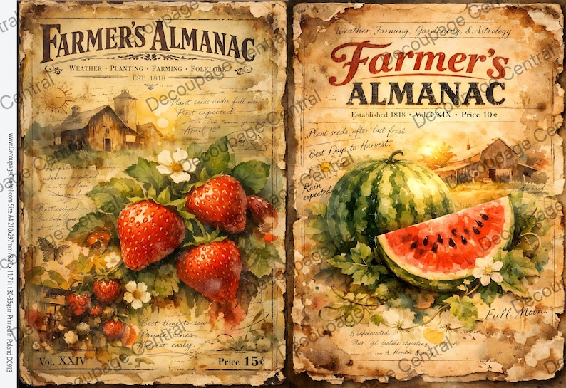 A4 Strawberry and Melon Almanac Duo Rice Paper DC913 - Etsy