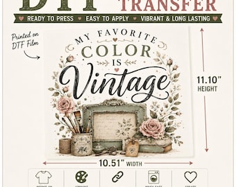 My Favorite Color is Vintage DTF Iron-On Transfer 10.51"x 11.10"