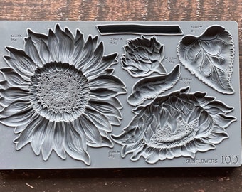 IOD SUNFLOWER  Silicone Mold Free Shipping 6"x10" for clay , resin, crafts, and food products