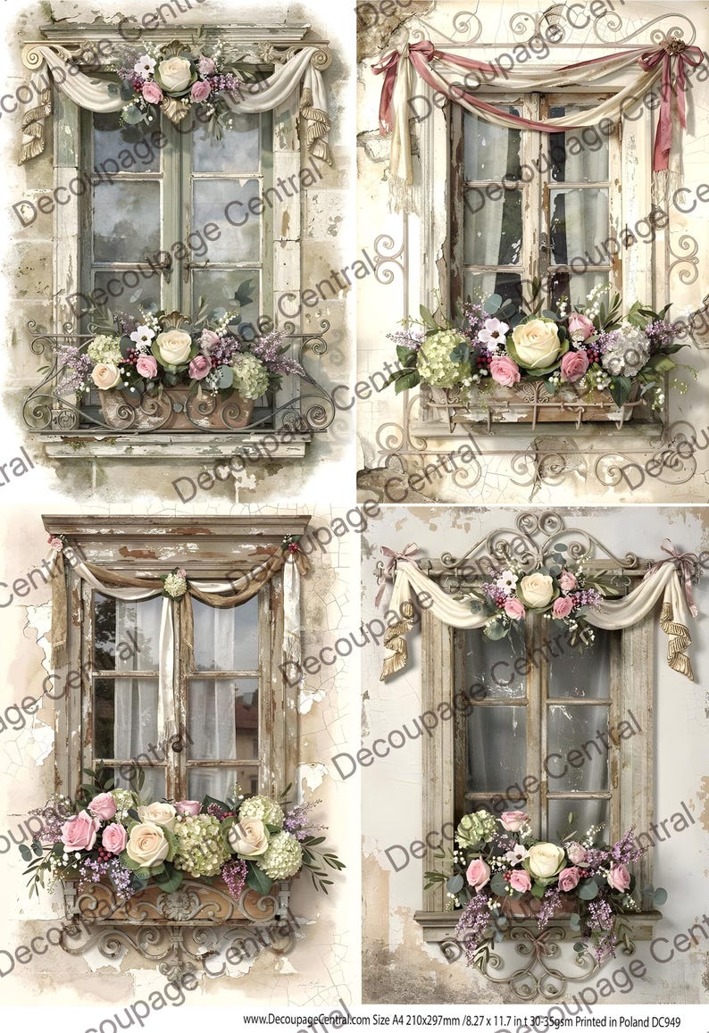 A4 DC949 Windows of the Season Rice Paper for Decoupage - Etsy