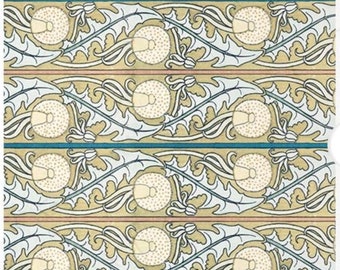 May include: A repeating pattern of dandelion flowers and leaves in shades of yellow, blue, and white on a beige background.