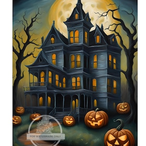 A4 Spooky Pumpkin House Decoupage Rice Paper, DC480