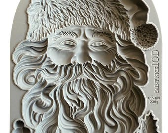 Iron Orchid Design Silicone Mold SAINT NICK, IOD Limited Edition Christmas Mold  for resin 5&quot;x7&quot; for clay , resin, crafts, and chocolate