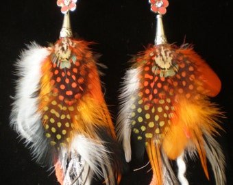 Polka Dot Feather Earrings