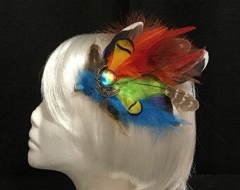 Rainbow Feather Hair Piece