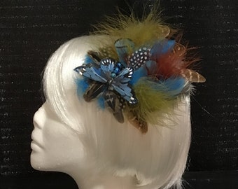 Blue Bomber Feather Hairpiece