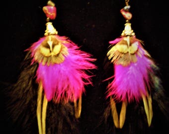 Hot Pink Feather Earrings