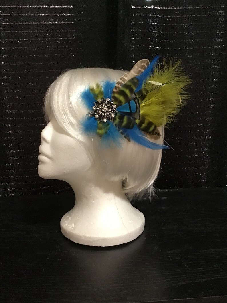 Blue Gem Feather Hairpiece image 1