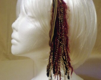 Maroon Short Feather Hair Clip