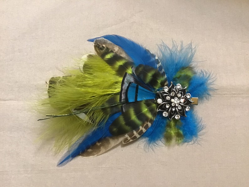 Blue Gem Feather Hairpiece image 2