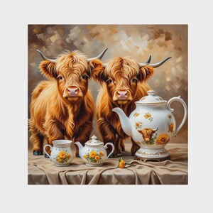 Cuadro de diamante de vaca de las Tierras Altas (60 x 60 cm)