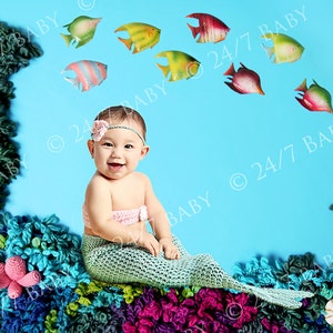 Newborn Digital Backdrop Instant Download Mermaid Underwater - Etsy