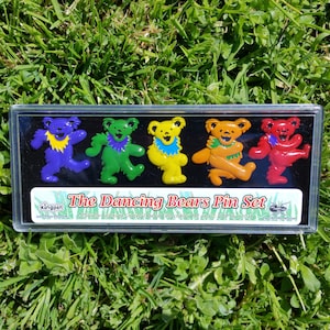 3D Dancing Bears Pin Set -Officially Licensed Grateful Dead Lapel Hat Pins