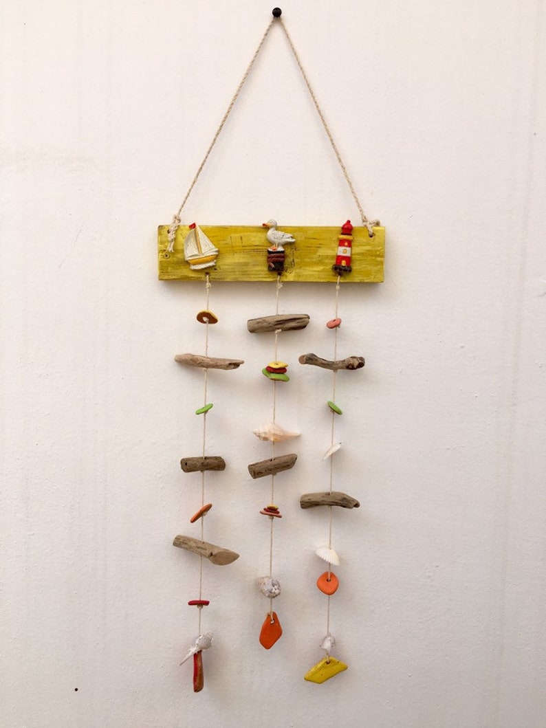 Driftwood Windchime 24 Patio Decor Nautical Deco Etsy
