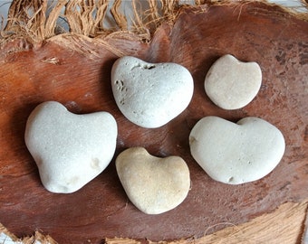 Heart Stones, 5pcs, Hearts, Heart Pebbles, Beach Stones, Beach Pebbles, Beach Finds, Stones for Crafts, Heart Shaped Stones